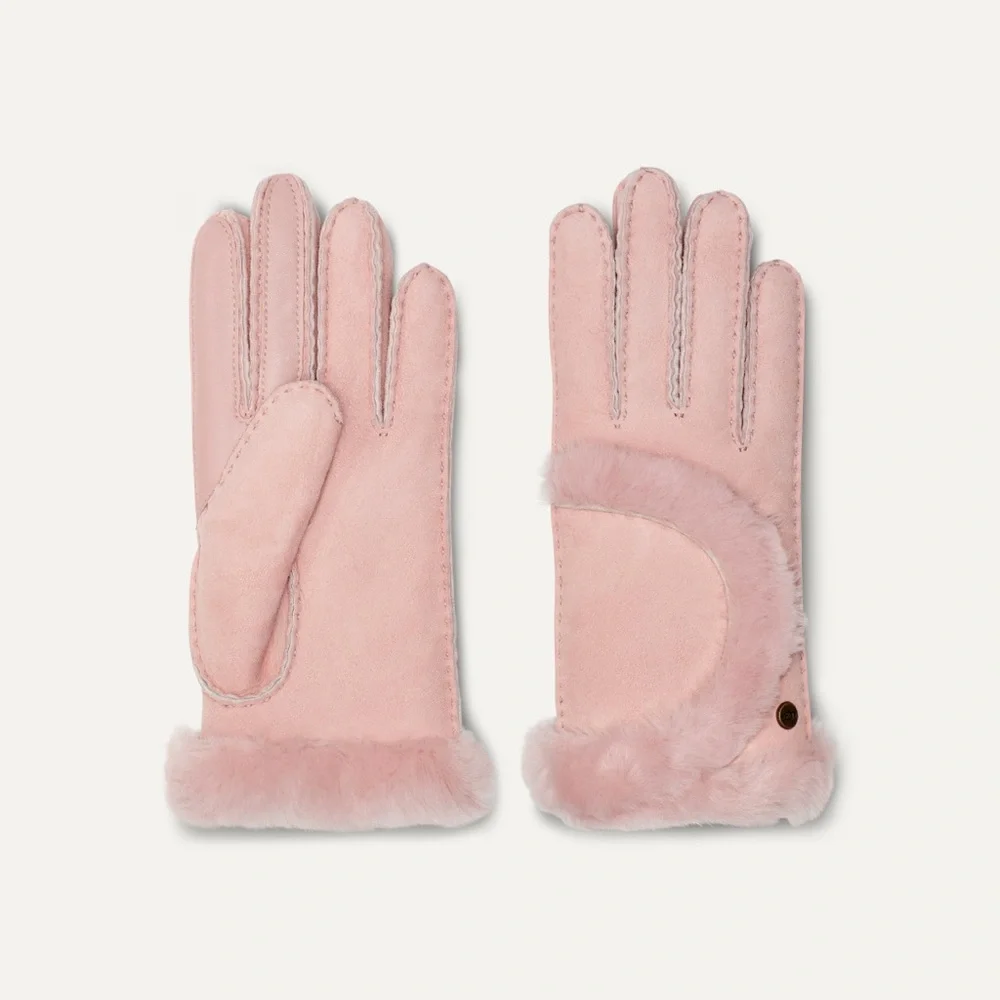 UGG, Sheepskin Exposed Seam Glove, Pink, NEW!!